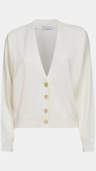 Áo cardigan cashmere lụa Loro Piana nữ be